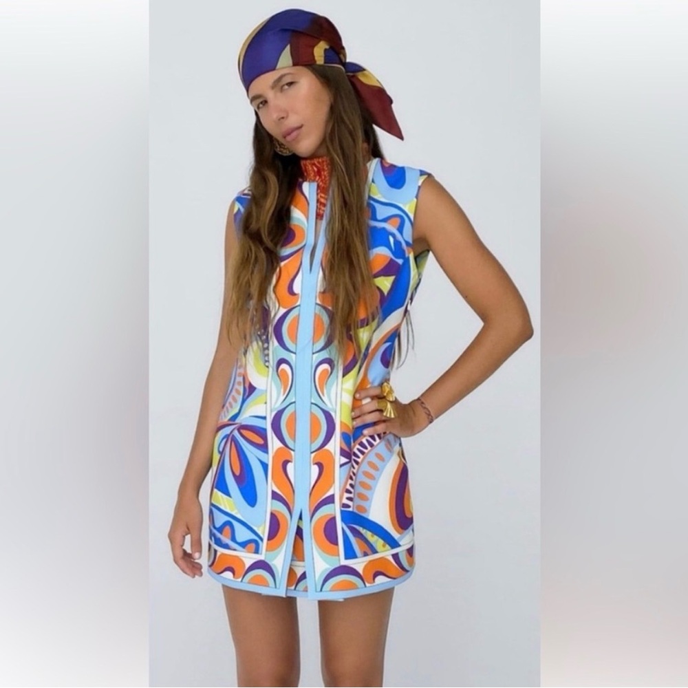 Zara Colorful abstract Patterned Sleeveless Dress